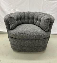 Milo Baughman Mid Century Modern Style Swivel Rolling Lounge Chairs Baughman Style Boucle - 2906598