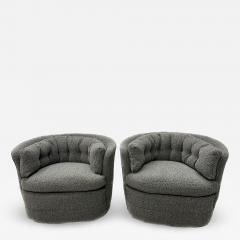 Milo Baughman Mid Century Modern Style Swivel Rolling Lounge Chairs Baughman Style Boucle - 2906610