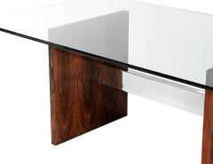 Milo Baughman Mid Century Modern Walnut Glass Top Dining Table 1970 s Milo Baughman Style - 4257163