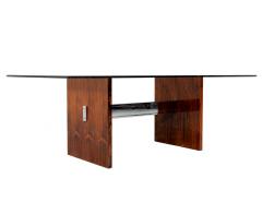 Milo Baughman Mid Century Modern Walnut Glass Top Dining Table 1970 s Milo Baughman Style - 4257167