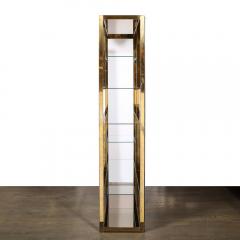 Milo Baughman Mid Century Modernist Brass Glass and Bronzed Mirror tag re by Milo Baughman - 3645560