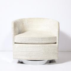 Milo Baughman Mid Century Modernist Chrome Upholstered Swivel Club Chair by Milo Baughman - 4653823