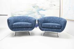 Milo Baughman Milo Baughman 1970s Lounge Chairs in Blue Upholstery by Donghia - 1232656