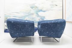 Milo Baughman Milo Baughman 1970s Lounge Chairs in Blue Upholstery by Donghia - 1232657