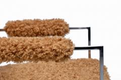 Milo Baughman Milo Baughman 1970s Set of 8 Chrome Dining Arm Chairs in New Camel Teddy Fabric - 4522839