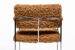 Milo Baughman Milo Baughman 1970s Set of 8 Chrome Dining Arm Chairs in New Camel Teddy Fabric - 4522840