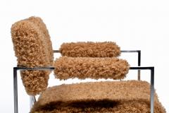 Milo Baughman Milo Baughman 1970s Set of 8 Chrome Dining Arm Chairs in New Camel Teddy Fabric - 4522844