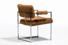 Milo Baughman Milo Baughman 1970s Set of 8 Chrome Dining Arm Chairs in New Camel Teddy Fabric - 4522852