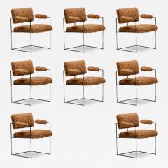 Milo Baughman Milo Baughman 1970s Set of 8 Chrome Dining Arm Chairs in New Camel Teddy Fabric - 4523318