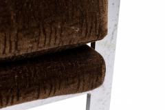 Milo Baughman Milo Baughman American Flat Chrome Bar and Brown Fabric Upholstered Armchairs - 2789243