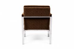 Milo Baughman Milo Baughman American Flat Chrome Bar and Brown Fabric Upholstered Armchairs - 2789249