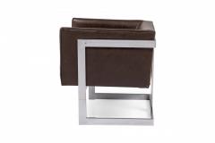 Milo Baughman Milo Baughman American Mid Century Brown Vinyl Cube Lounge Armchair - 3169928