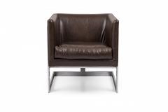 Milo Baughman Milo Baughman American Mid Century Brown Vinyl Cube Lounge Armchair - 3169930