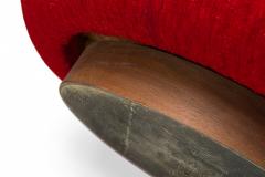 Milo Baughman Milo Baughman American Mid Century Red Textured Upholstered Swivel Egg Chair - 2793049