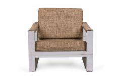Milo Baughman Milo Baughman AmericanChrome and Brown FabricTank Lounge Armchair - 2792116