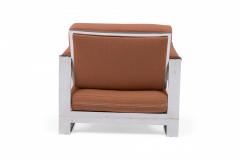 Milo Baughman Milo Baughman AmericanChrome and Dark Pink FabricTank Lounge Armchair - 2792036