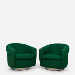 Milo Baughman Milo Baughman AmericanEmerald GreenSwivel Tilt Tub Armchairs - 2794884