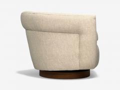 Milo Baughman Milo Baughman Beige Upholstery Walnut Tilt Swivel Chairs USA 1970s - 4331630