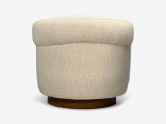Milo Baughman Milo Baughman Beige Upholstery Walnut Tilt Swivel Chairs USA 1970s - 4331632