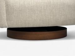 Milo Baughman Milo Baughman Beige Upholstery Walnut Tilt Swivel Chairs USA 1970s - 4331633