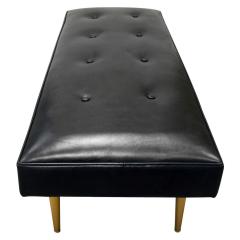 Milo Baughman Milo Baughman Black Leather Bench with Brass Legs 1950s - 406863