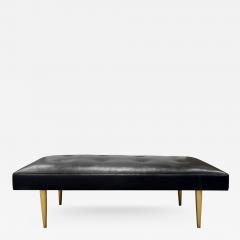 Milo Baughman Milo Baughman Black Leather Bench with Brass Legs 1950s - 408137