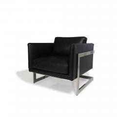 Milo Baughman Milo Baughman Black Leather and Chrome Lounge Chair for Thayer Coggin - 3407521