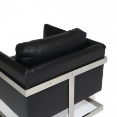 Milo Baughman Milo Baughman Black Leather and Chrome Lounge Chair for Thayer Coggin - 3407528