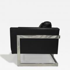 Milo Baughman Milo Baughman Black Leather and Chrome Lounge Chair for Thayer Coggin - 3409427