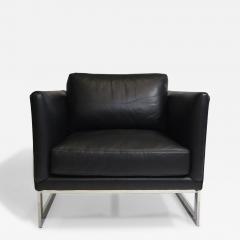 Milo Baughman Milo Baughman Black Leather and Chrome Lounge Chair for Thayer Coggin - 3409792