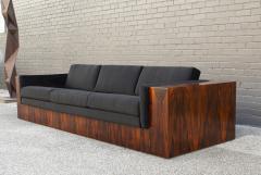 Milo Baughman Milo Baughman Brazilian Rosewood Case Sofa in Black Velvet 1970s Thayer Coggin - 2300774