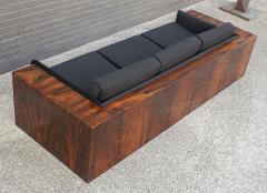 Milo Baughman Milo Baughman Brazilian Rosewood Case Sofa in Black Velvet 1970s Thayer Coggin - 2300775