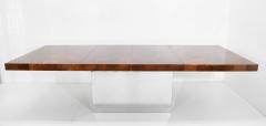 Milo Baughman Milo Baughman Burl Wood Dining Table with Chrome Base - 1492157