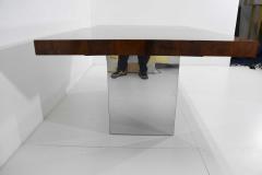 Milo Baughman Milo Baughman Burl Wood Dining Table with Chrome Base - 1492159