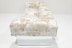 Milo Baughman Milo Baughman Button Tufted Chrome Sofa in a Crushed Velvet - 3795758