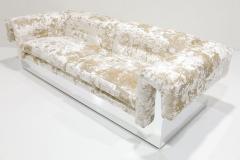 Milo Baughman Milo Baughman Button Tufted Chrome Sofa in a Crushed Velvet - 3795760