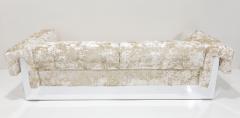 Milo Baughman Milo Baughman Button Tufted Chrome Sofa in a Crushed Velvet - 3795761