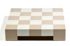 Milo Baughman Milo Baughman Checkerboard Coffee Table in Sand Ivory Lacquer c 1969 - 4349623