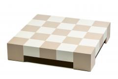 Milo Baughman Milo Baughman Checkerboard Coffee Table in Sand Ivory Lacquer c 1969 - 4349624