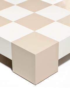 Milo Baughman Milo Baughman Checkerboard Coffee Table in Sand Ivory Lacquer c 1969 - 4349626