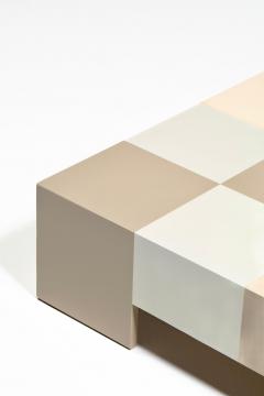 Milo Baughman Milo Baughman Checkerboard Coffee Table in Sand Ivory Lacquer c 1969 - 4349627