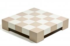 Milo Baughman Milo Baughman Checkerboard Coffee Table in Sand Ivory Lacquer c 1969 - 4349628