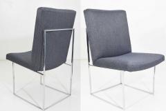 Milo Baughman Milo Baughman Chrome Dining Chair in Holly Hunt Blue Alpaca by Pairs up to 8 - 1542466