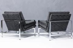 Milo Baughman Milo Baughman Chrome Frame Lounge Chairs in Deep Charcoal Velvet - 2947402