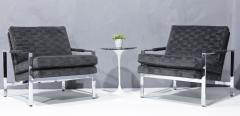 Milo Baughman Milo Baughman Chrome Frame Lounge Chairs in Deep Charcoal Velvet - 2947405