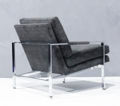 Milo Baughman Milo Baughman Chrome Frame Lounge Chairs in Deep Charcoal Velvet - 2947407