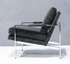 Milo Baughman Milo Baughman Chrome Frame Lounge Chairs in Deep Charcoal Velvet - 2947409