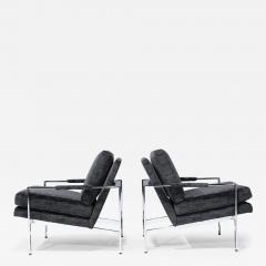 Milo Baughman Milo Baughman Chrome Frame Lounge Chairs in Deep Charcoal Velvet - 2951834