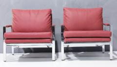 Milo Baughman Milo Baughman Chrome Frame Lounge Chairs in Dusty Rose Faux Suede Leather - 2957893