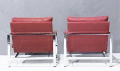 Milo Baughman Milo Baughman Chrome Frame Lounge Chairs in Dusty Rose Faux Suede Leather - 2957894
